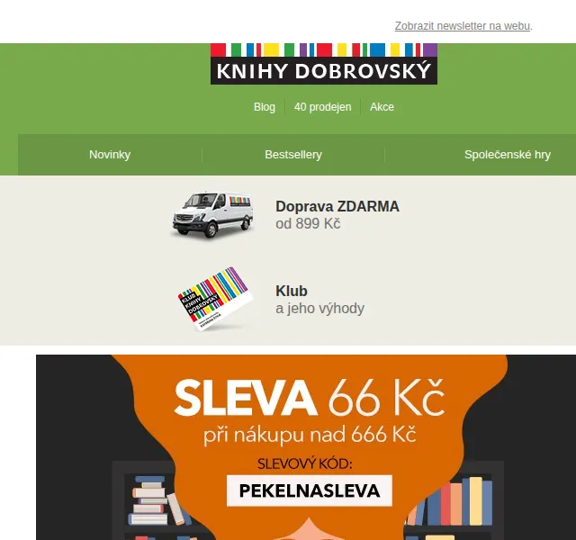 KnihyDobrovsky.cz: Sleva 66 Kč při nákupu nad 666 Kč – červen 2026 | Nuslet.cz