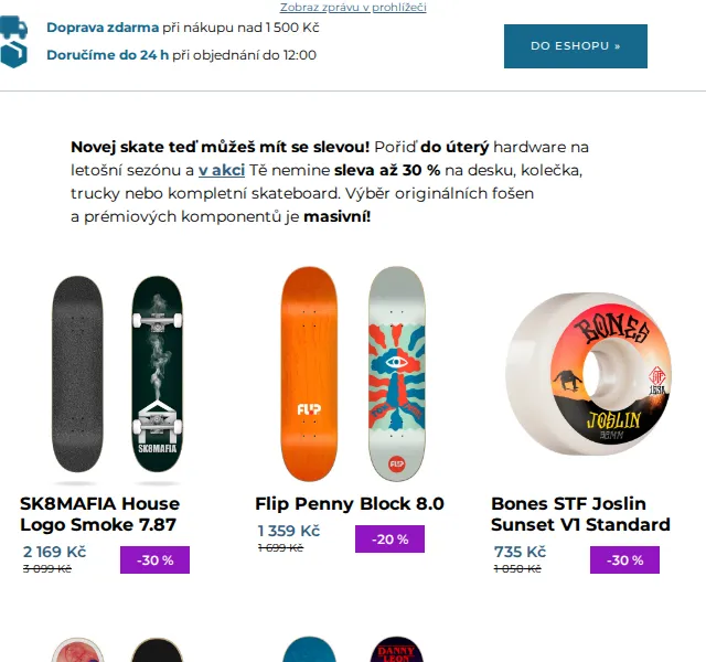 SNOWBOARD ZEZULA: skate výbava se slevou až 30 % – červen 2026 | Nuslet.cz