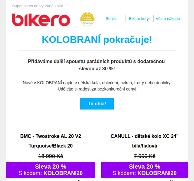 CZBikero: Sleva až 30 % na kola a vybavení – červen 2026 | Nuslet.cz