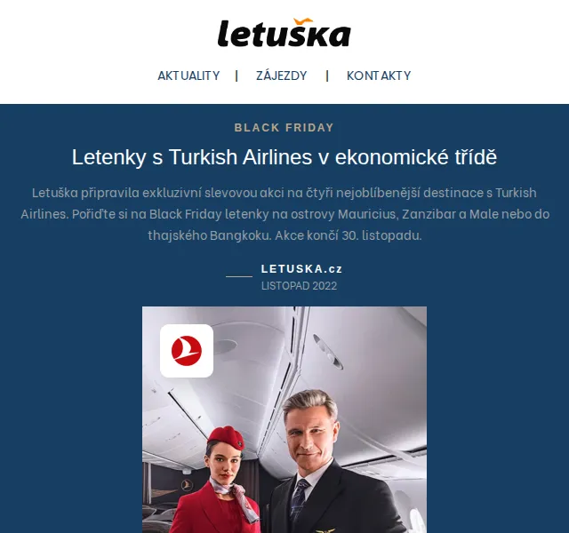 Letuška.cz: Black Friday na letenky s Turkish Airlines a British Airways – červen 2026 | Nuslet.cz