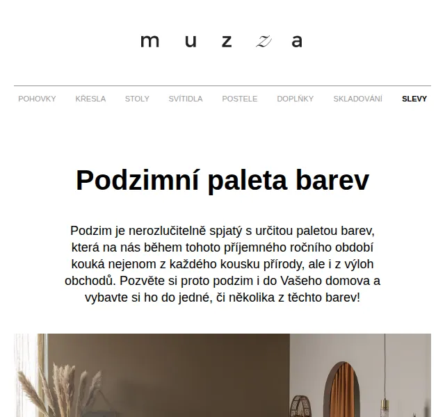 MUZZA: Podzimní paleta barev – nábytek a doplňky – červen 2026 | Nuslet.cz