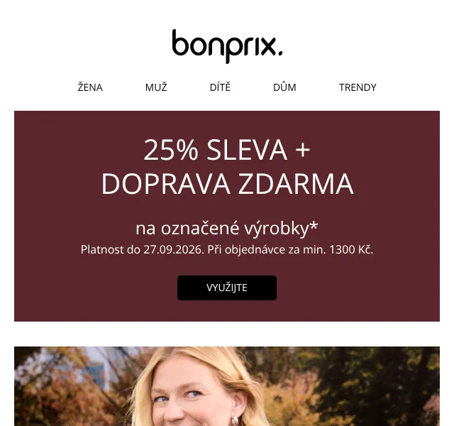 Bonprix: 25 % sleva + doprava zdarma – září 2026