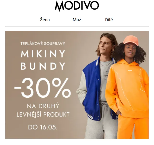 Modivo: -30% na druhý produkt – červen 2026 | Nuslet.cz