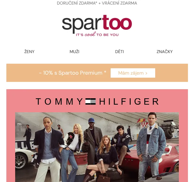 Spartoo.cz: Doručení zdarma Tommy Hilfiger, Ralph Lauren – duben 2026