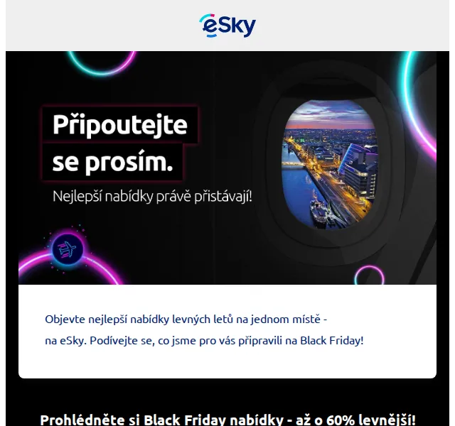 eSky: letenky Black Friday – sleva až 60 % – červen 2026 | Nuslet.cz