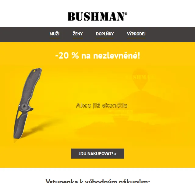 BUSHMAN: Sleva 20 % na nezlevněné – červen 2026 | Nuslet.cz