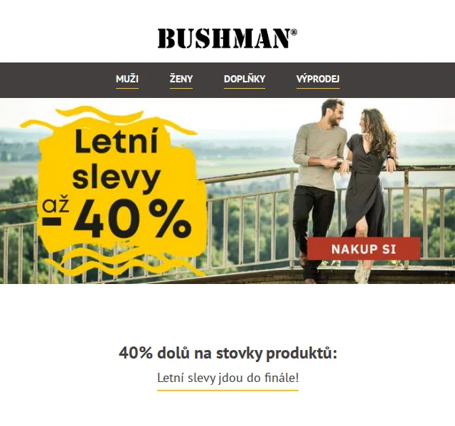 BUSHMAN: Letní finále slev až 60 % – červenec 2026 | Nuslet.cz