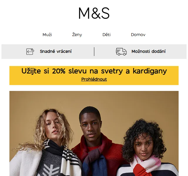 Marks and Spencer: 20% sleva na svetry a kardigany – červen 2026 | Nuslet.cz