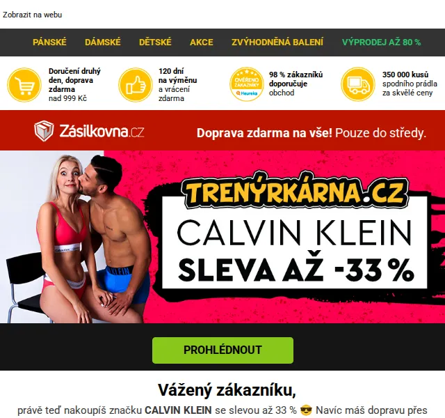 Trenýrkárna.cz: Calvin Klein boxerky se slevou až 33 % – červen 2026 | Nuslet.cz