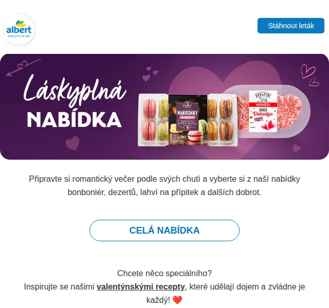 Albert: Valentýnská nabídka s bonusem – červen 2026 | Nuslet.cz