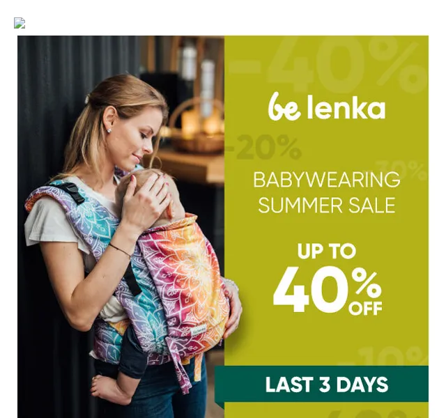 Be Lenka: baby nosítka a šátky až -40 % – červen 2026 | Nuslet.cz