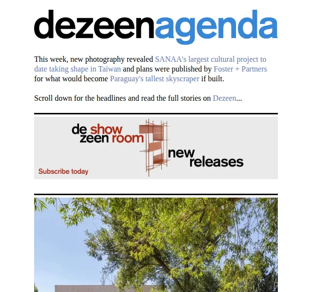 Dezeen Daily: Nové projekty SANAA a Foster + Partners – červen 2026 | Nuslet.cz