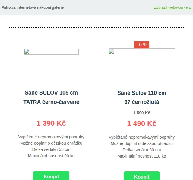 Patro.cz: sáně, boby a kluzáky se slevou až 27 % – červen 2026 | Nuslet.cz