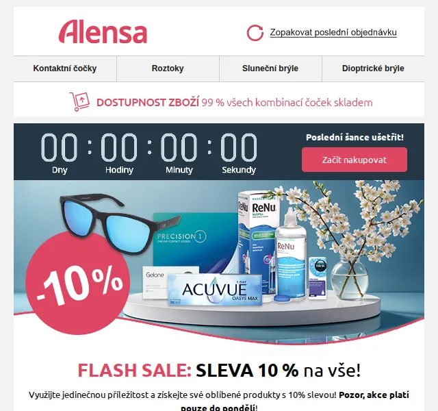 Alensa: SLEVA 10 % na celý nákup – červenec 2026 | Nuslet.cz