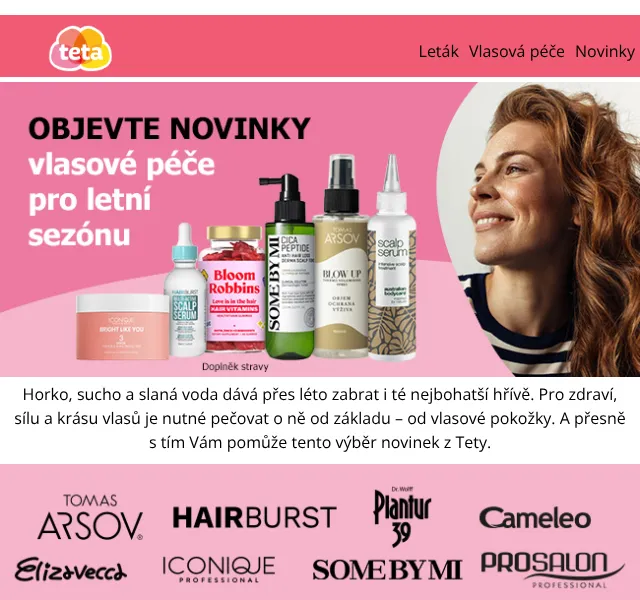 Teta drogerie: Vlasová péče Tomas Arsov & korejské značky – červenec 2026 | Nuslet.cz