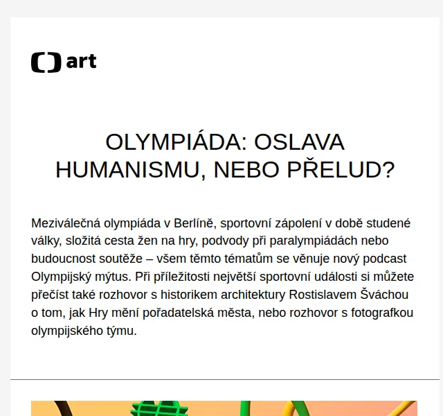 Web ČT art: Podcast Olympijský mýtus a články – červen 2026 | Nuslet.cz