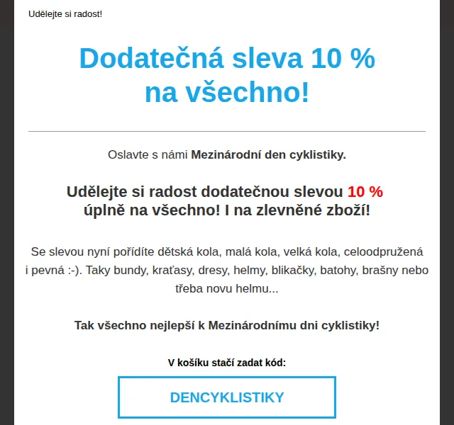 czbikero: Dodatečná sleva 10 % na vše – červen 2026 | Nuslet.cz