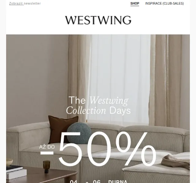 Westwing: The Westwing Collection Days – až -50 % na design – červen 2026 | Nuslet.cz