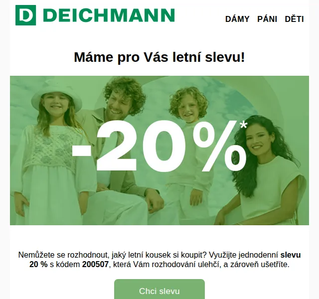 DEICHMANN: Sleva 20 % na letní modely – červen 2026 | Nuslet.cz