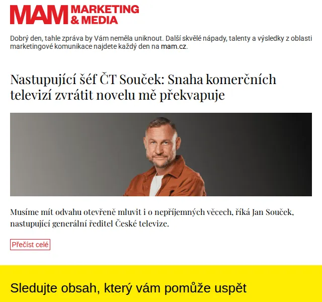 Marketing & Media: Nový šéf ČT Souček o novele – červen 2026 | Nuslet.cz