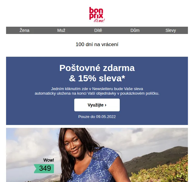 bonprix: Poštovné ZDARMA + 15% sleva – červen 2026 | Nuslet.cz
