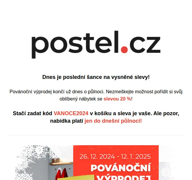 Postel.cz: 20% sleva na nábytek – červen 2026 | Nuslet.cz
