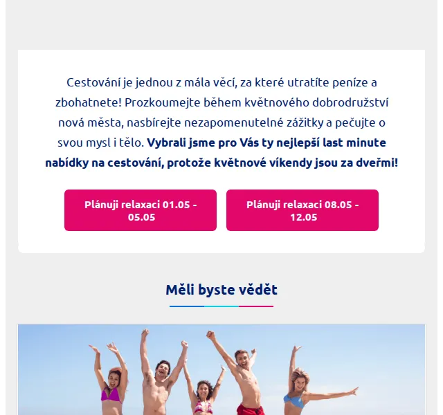 eSky.cz: Last minute zájezdy květen 2026 – slevy letenek | Nuslet.cz