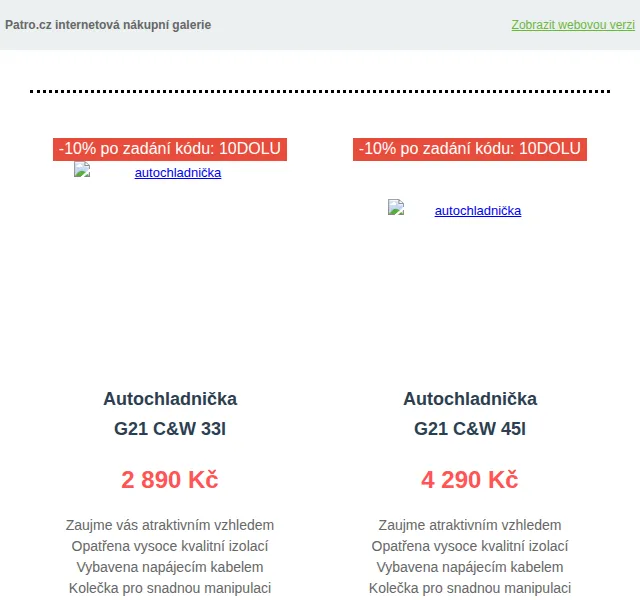 Patro.cz: autochladničky G21 a Compass – sleva 10 % – červen 2026 | Nuslet.cz