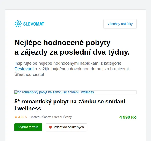 Slevomat: 5* romantický pobyt na zámku se snídaní i wellness – červen 2026 | Nuslet.cz