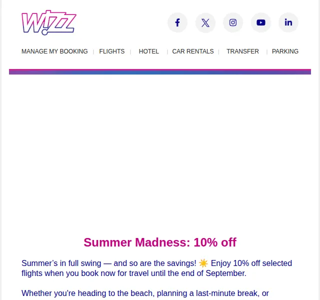 Wizz Air: 10% sleva na letenky – červenec 2026 | Nuslet.cz