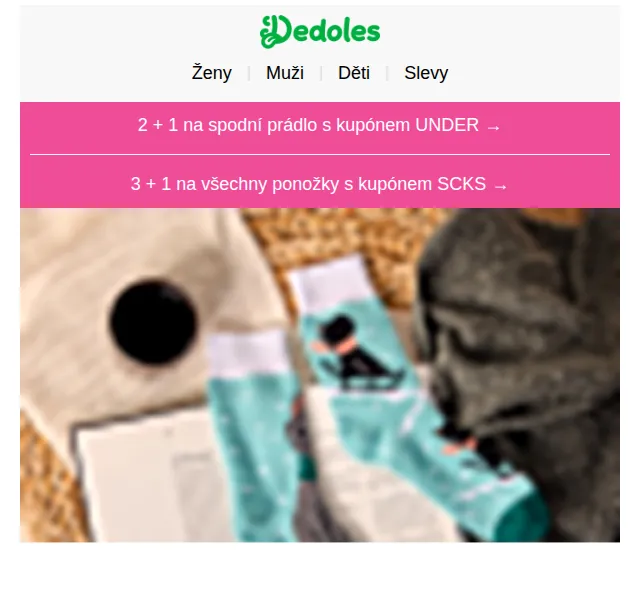 Dedoles.cz: 2+1 spodní prádlo a 3+1 ponožky – červen 2026 | Nuslet.cz