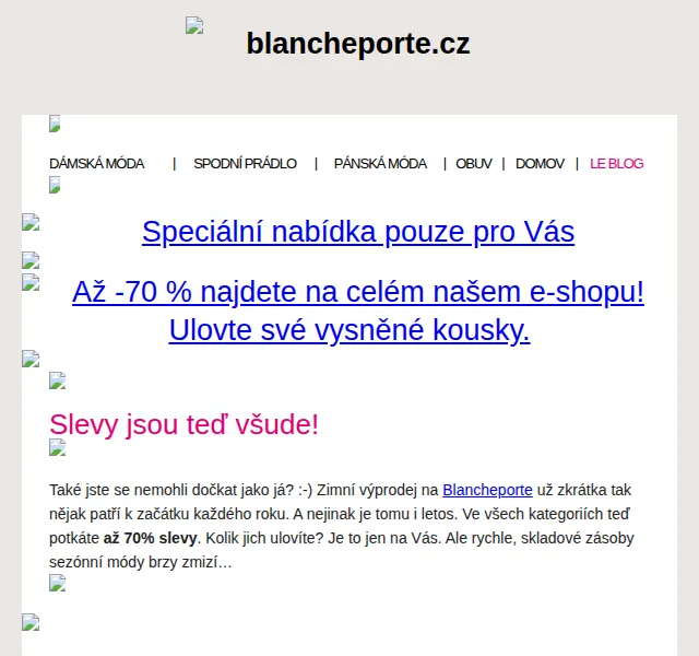 Blancheporte: Zimní výprodej až -70 % – červen 2026 | Nuslet.cz