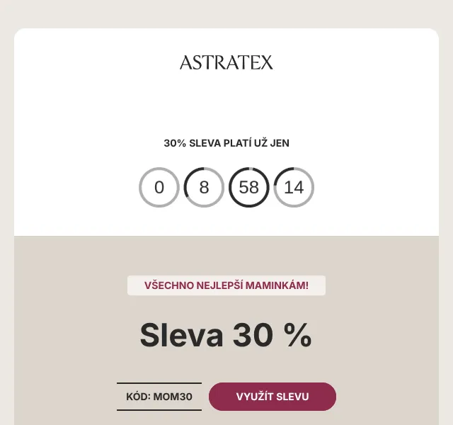 Astratex.cz: 30 % sleva na módu – květen 2026