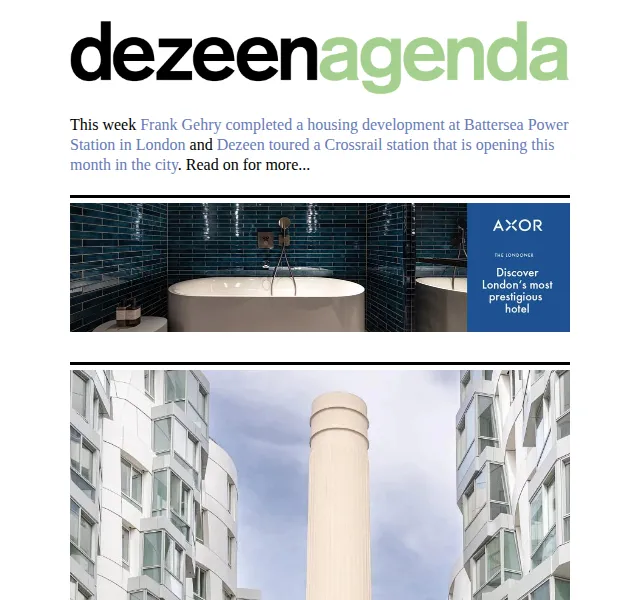 Dezeen Daily: Frank Gehry dokončuje první bydlení v UK – červen 2026 | Nuslet.cz