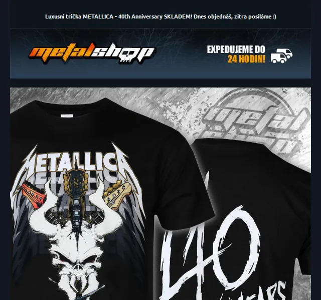 METALSHOP: Trička Metallica 40th Anniversary od 499 Kč – červen 2026 | Nuslet.cz