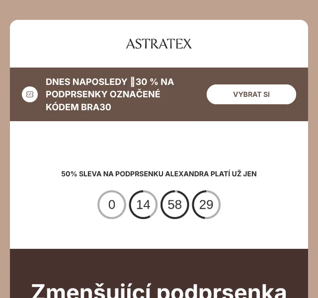 Astratex: –30 % na podprsenky, slevový kód BRA30