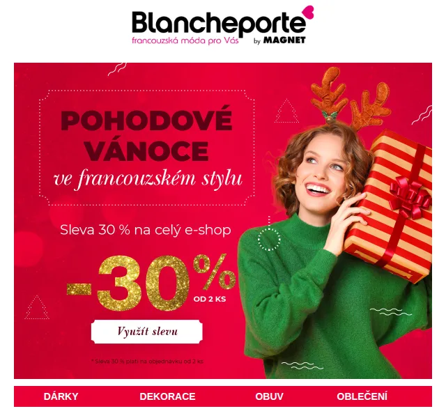 Blancheporte: vánoční pohodlí a 30% sleva – červen 2026 | Nuslet.cz