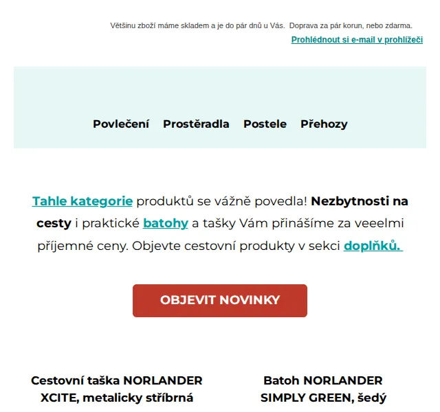Výprodej povlečení: Cestovní doplňky od 79 Kč – červen 2026 | Nuslet.cz