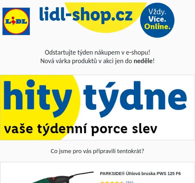 Lidl: Úhlová bruska Parkside PWS 125 F6 za 499 Kč – červenec 2022 | Nuslet.cz