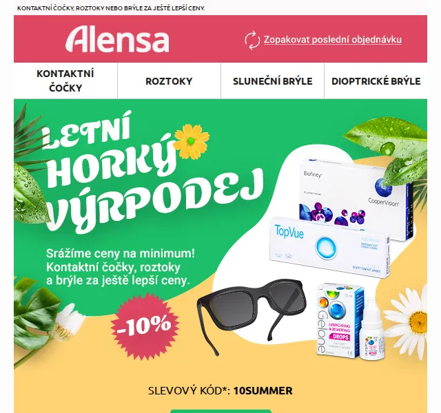 Alensa: Letní výprodej kontaktních čoček a brýlí – červen 2026 | Nuslet.cz