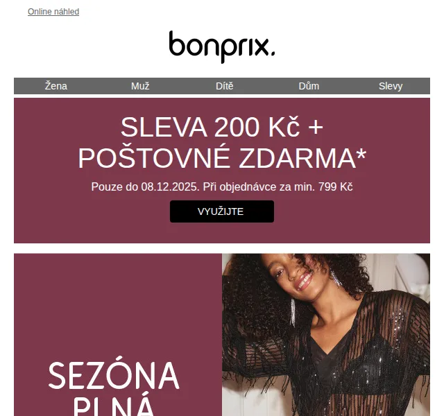 Bonprix: 200 Kč sleva + poštovné zdarma – duben 2026