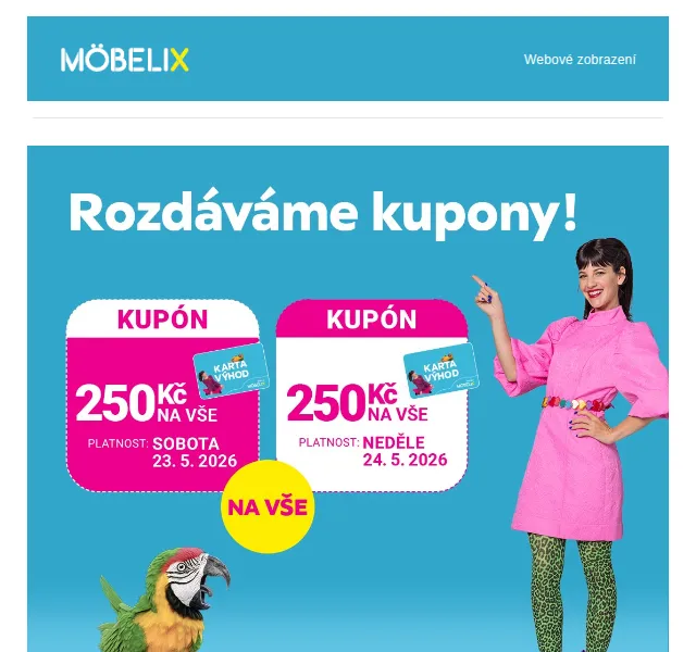 Möbelix: kupony 250 Kč na nábytek – květen 2026 | Nuslet.cz