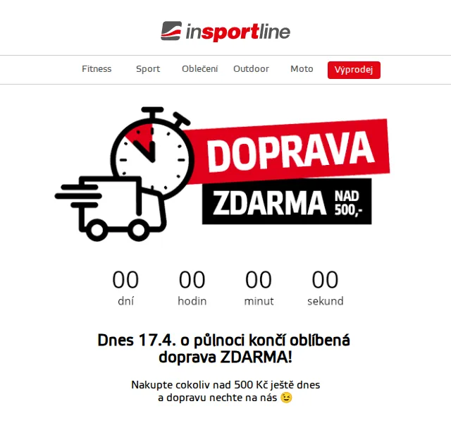 inSPORTline: Doprava ZDARMA nad 500 Kč – červen 2026 | Nuslet.cz