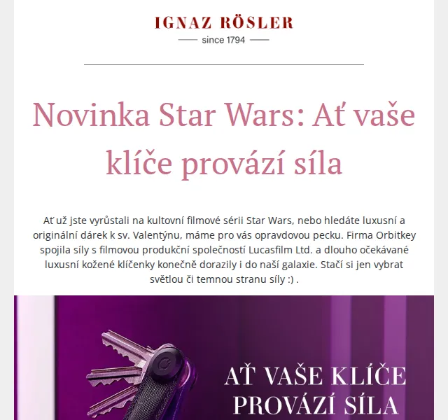 Ignazrosler.cz: Orbitkey Star Wars limitovaná edice – červen 2026 | Nuslet.cz