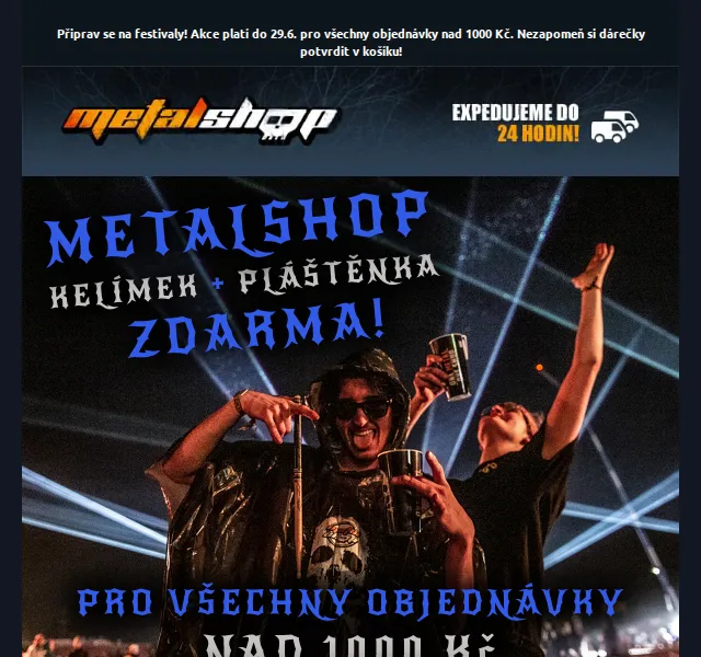 METALSHOP: Festivalový kelímek a pláštěnka zdarma – červen 2026 | Nuslet.cz