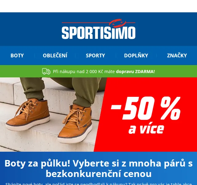 Sportisimo.cz: vše se slevou 50 % na boty – červen 2026 | Nuslet.cz