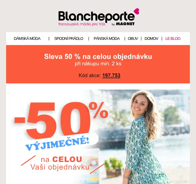 Blancheporte: -50 % na letní šaty – červenec 2026 | Nuslet.cz