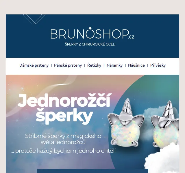 BRUNOshop.cz: Jednorožčí šperky od 590 Kč – stříbro Ag 925 – červen 2026 | Nuslet.cz