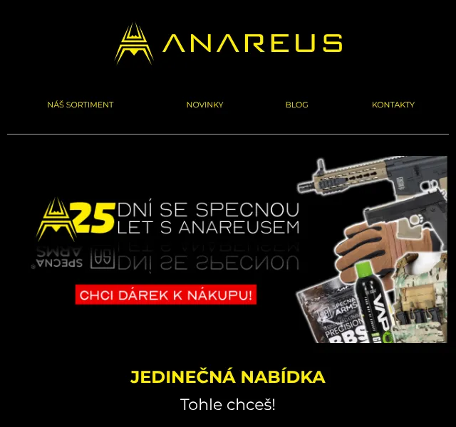 ANAREUS: Specna Arms zbraně + dárek zdarma – duben 2026