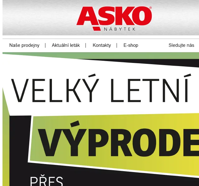 Asko Nábytek: Velký letní výprodej – sleva až 70 % – červen 2026 | Nuslet.cz